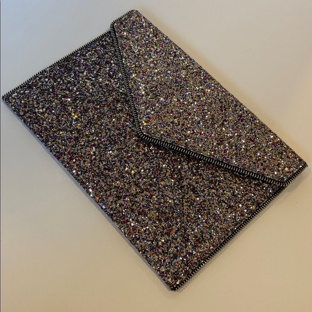 Rebecca Minkoff Glitter Envelope Clutch Like New - Picture 5 of 11